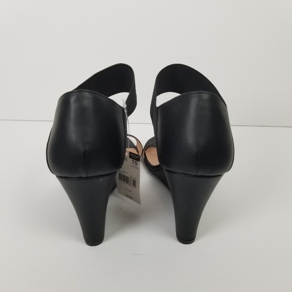 ATTENTION NWT Raven Black Open Toe Wedge Heel 10 - Picture 4 of 7